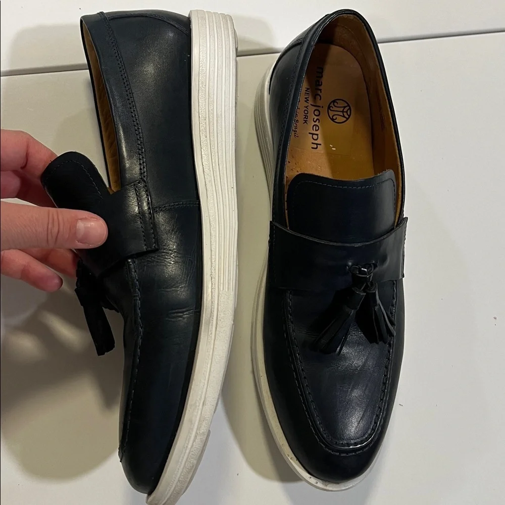 Marc Joseph - 8, Navy‎ Leather Loafers with Tassels